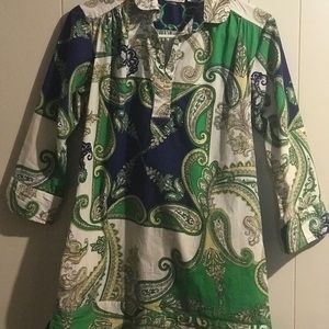 Hippie style top with multi color design.